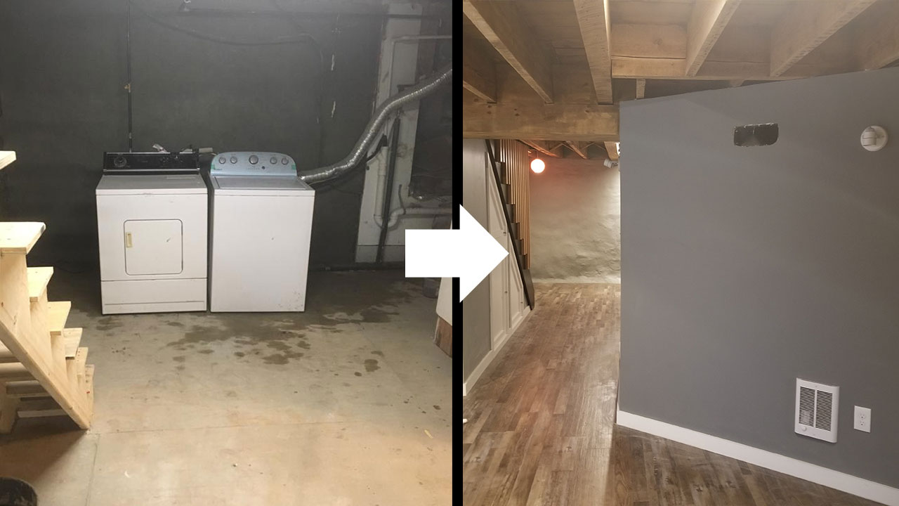 Remodeled Basement Before and After